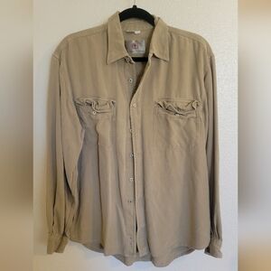 100% Silk, Button Down Shirt, The Territory Ahead, Size Medium, Vintage